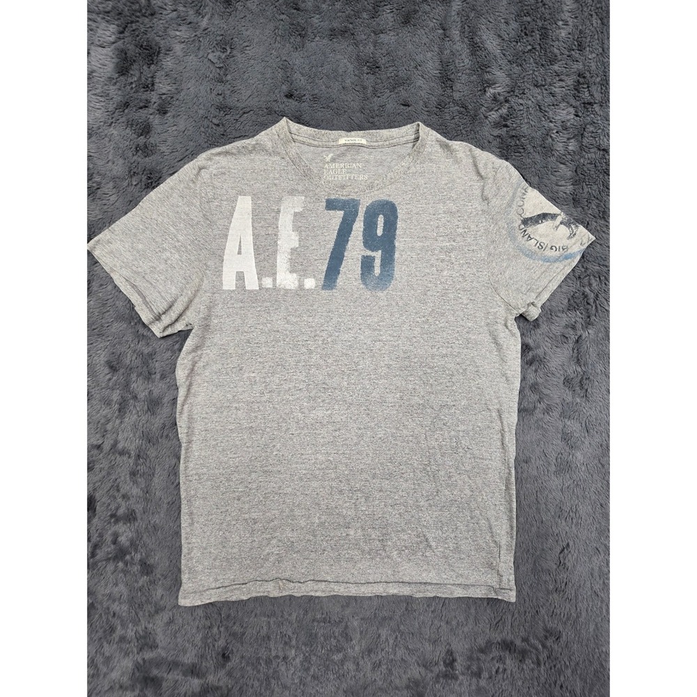 American Eagle Outfitters Mens Gray AE 79 Graphic T-Shirt Vintage Fit Medium